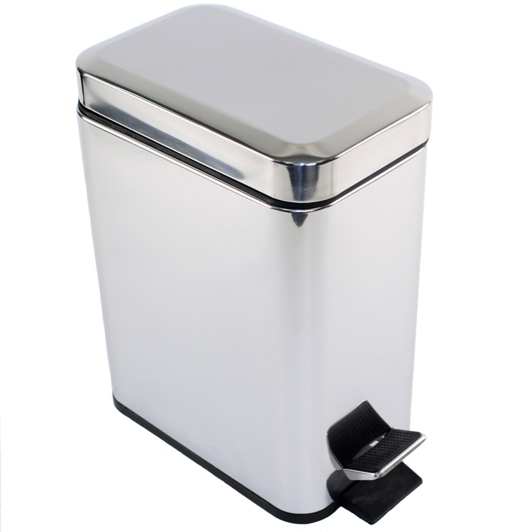 Gedy 2909-13 Rectangular Polished Chrome Waste Bin With Pedal